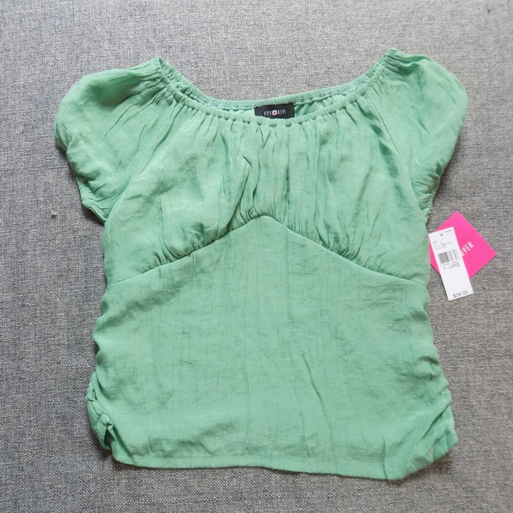 Amy Byer Top Girls XL 16 Mint Green New Ruched Empire Waist 2064509